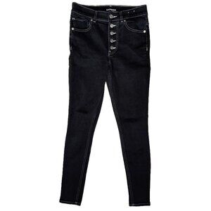 Express High Waist Black Denim Skinny Jean with Button Fly